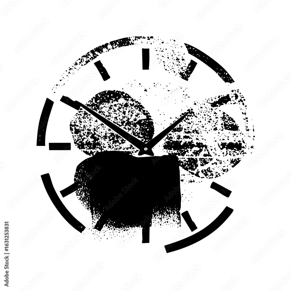 Poster vector abstract clock with distressed texture