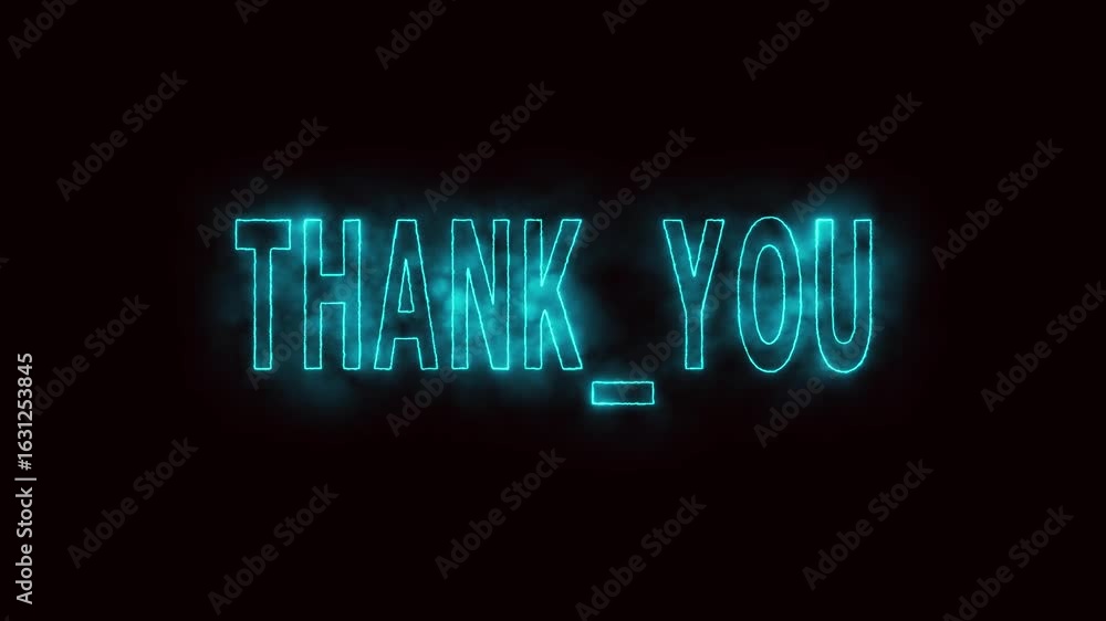 Poster glowing thank you message animation loop with digital art style and smoke effect background. neon th