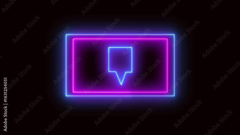 Poster modern neon glow frame animation abstract tech background broadcast visuals looping motion. purple a