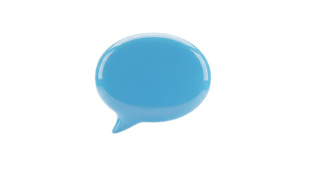 Stylized blue speech bubble floating against a neutral backdrop creating a modern communication concept rendered in 3D