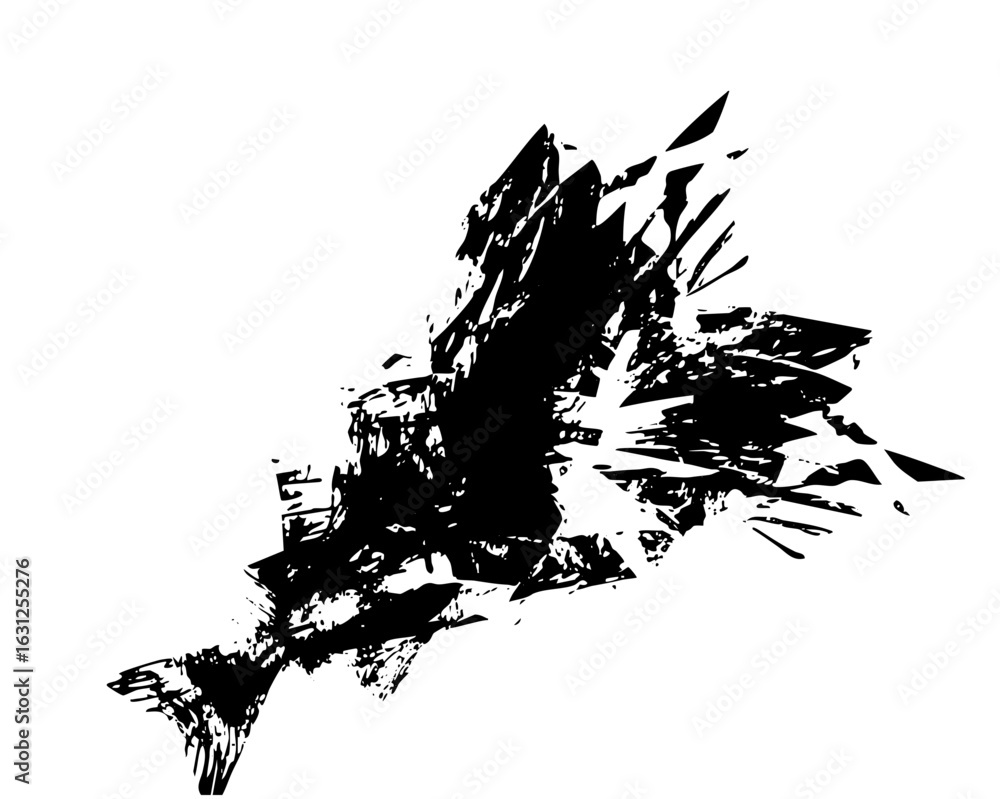 Poster vector abstract bird with dynamic brushstrokes.