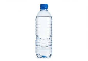 Naklejka premium Clear plastic bottle filled with refreshing water and blue cap