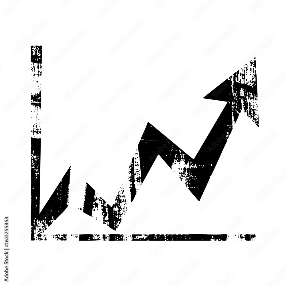 Poster vector dynamic arrow graph illustrates upward trend and progress.