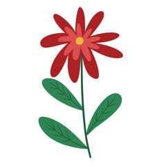 Simple Hand Drawn Red Flower Clipart Illustration