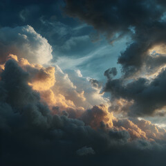 Breathtaking Cloudy Sky with Dramatic Lighting: Nature's Mesmerizing Dance of Light and Shadow Painted Across the Vast Canvas of the Atmosphere