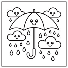 Rainy Day Coloring Pages | Cute and Easy Rain Scenes for Kids and Adults

