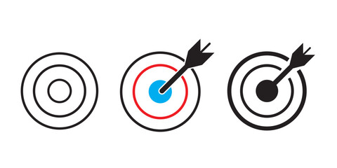Set of goals. Target icon. Target, goal icon. Archery target with arrow on isolated background. Vector EPS 10