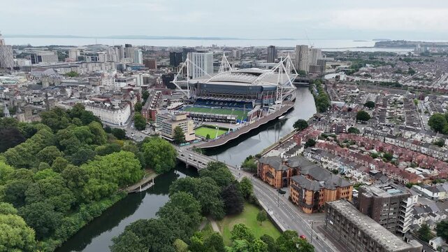 Principality Stadium Cardiff Wales drone,aerial