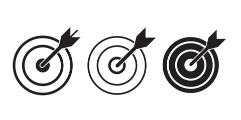 Target icon set.Target Line Icon Design, Editable Stroke, Pixel Perfect, Stock Illustration. Goal symbol collection. Simple target with arrow. Darts icon. Hitting the bullseye icon line and flat style