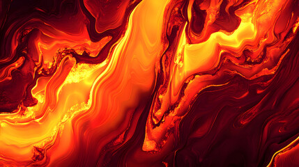 Smooth molten lava texture with glowing red and orange, abstract fluid pattern, vibrant energy, dynamic movement, intense heat, fiery atmosphere, dramatic visual impact