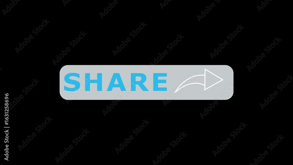 Poster social media share button animation with arrow click for internet communication networks. motion gra