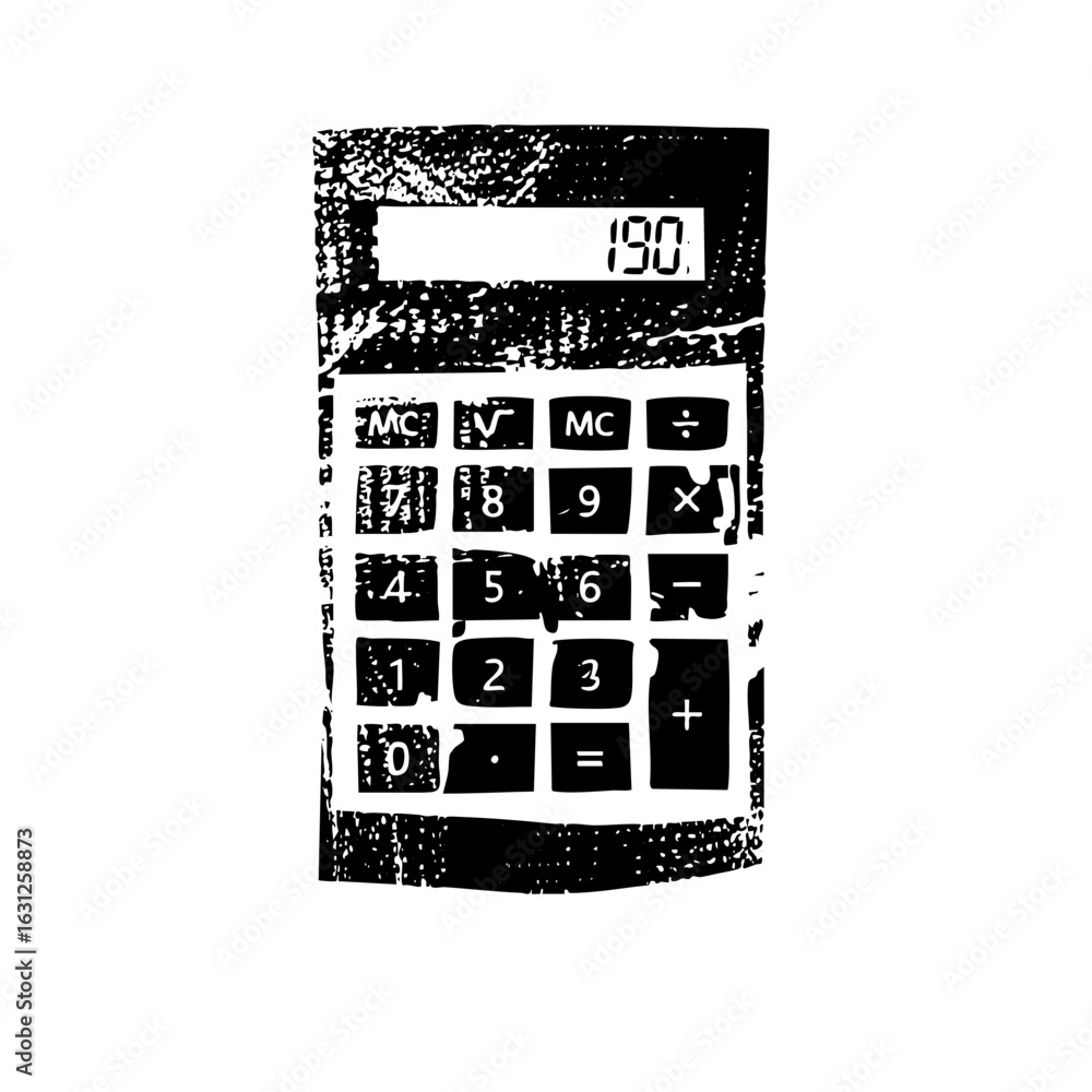 Poster vector black and white of a calculator displaying the number 190.
