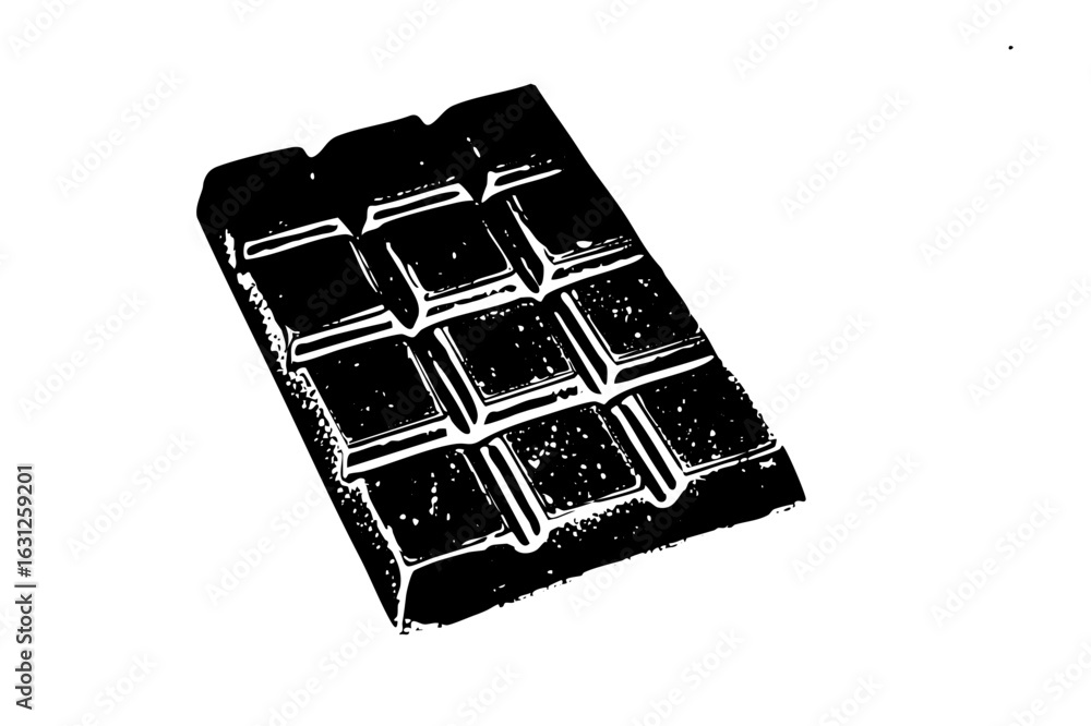 Poster vector dark chocolate bar with segmented squares