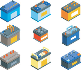 Electricity System Isometric Icons – Electrical Tools and Equipment Vector Set