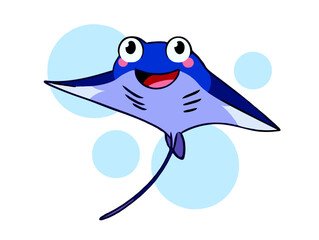 Fototapeta premium Cheerful Cartoon Manta Ray