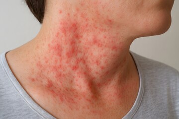 Skin with Red Rash on Neck