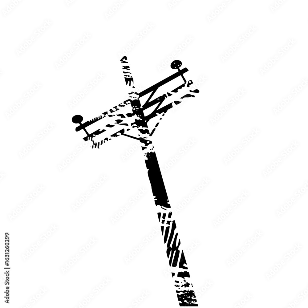 Poster vector abstract black vector of a utility pole with connected wires.