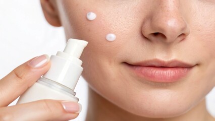 facial mask sheet Skincare application with moisturizer on a woman's face, highlighting beauty routine.