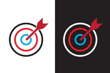 Target solid and thin line web icon Vector illustration set