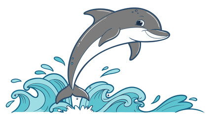 Obraz premium Playful Dolphin Ocean Marine Vector Illustration Transparent Background