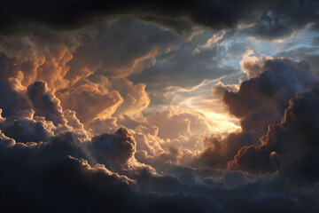 Breathtaking Cloudy Sky with Dramatic Lighting: Nature's Mesmerizing Dance of Light and Shadow Painted Across the Vast Canvas of the Atmosphere