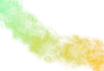 Realistic colorful smoke fluffy overlay cutout, fog and clouds cutout on transparent background