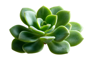 A succulent plant with thick, fleshy leaves and a vibrant green color isolated on transparent background