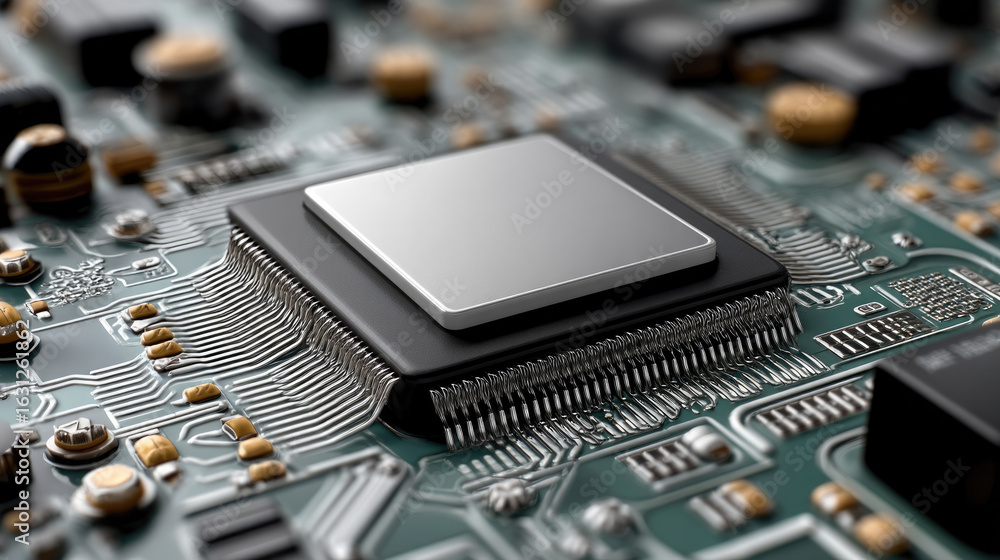 Aufkleber microchip circuit technology electronic processor board macro detail hardware component innovation c
