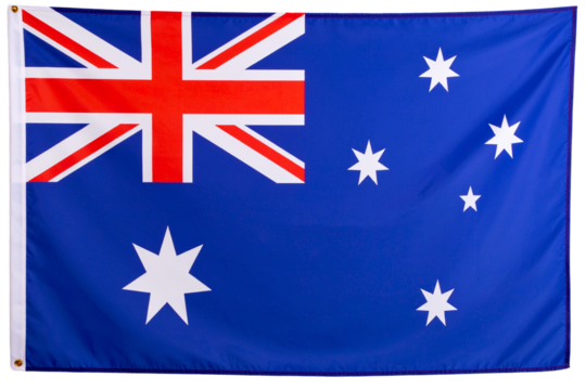 Flat Australia Flag with Full Star Arrangement, Transparent Background