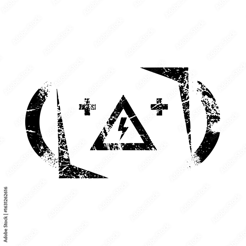 Poster vector warning sign with lightning bolt inside triangle