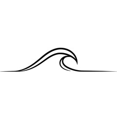 Oceanic Curve: An artistic, minimalist line drawing depicts a serene wave cresting, embodying the fluidity and power of the sea.