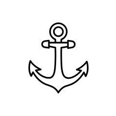 Classic Anchor Silhouette: a timeless emblem of stability, a bold black and white illustration of a nautical anchor, representing safety and steadfastness.