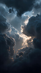 Breathtaking Cloudy Sky with Dramatic Lighting: Nature's Mesmerizing Dance of Light and Shadow Painted Across the Vast Canvas of the Atmosphere