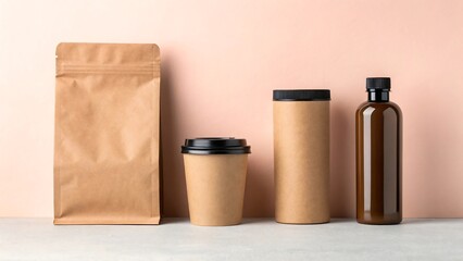 Collection of eco friendly packaging for food and drink products