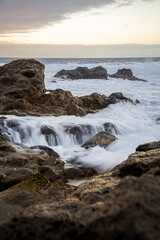 Water on Rocks by Ocean