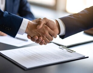 Business handshake over contract