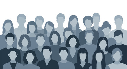 Diverse Crowd Silhouettes Group People Vector