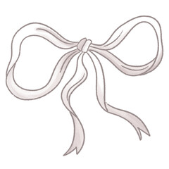 aesthetic thin white ribbon coquette style bow watercolor hand drawn cute illustration
