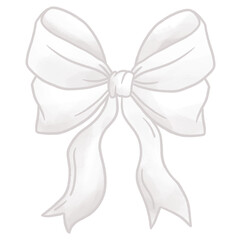 hand drawn cute white coquette bow ribbon cartoon doodle illustration art