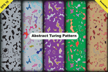 Abstract Turing Pattern Design Bundle with Geometric Futuristic Tech Lines and Digital Art Background
