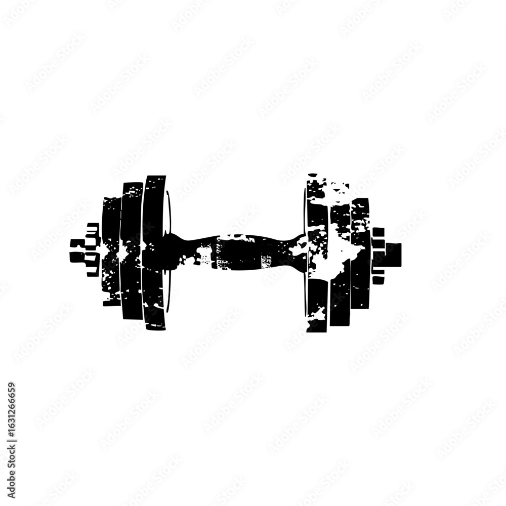 Poster vector abstract dumbbell with fragmented shapes.