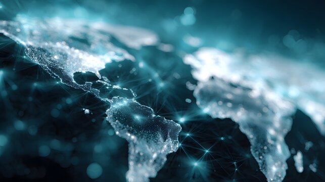 Holographic global logistics network overlaying a business map