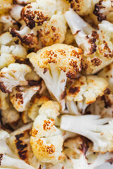 roasted cauliflower in glass container for healthy meal prep
