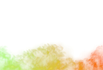 Realistic colorful smoke fluffy overlay cutout, fog and clouds cutout on transparent background