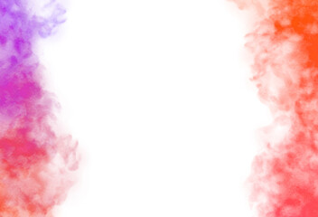 Realistic colorful smoke fluffy overlay cutout, fog and clouds cutout on transparent background