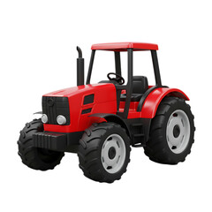 Obraz premium Red tractor with large wheels isolated on transparent background