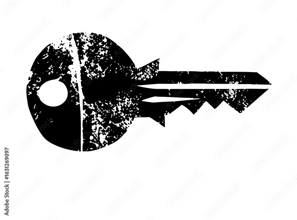 Poster vector distressed black key with a jagged bit.