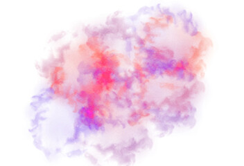 Realistic colorful smoke fluffy overlay cutout, fog and clouds cutout on transparent background