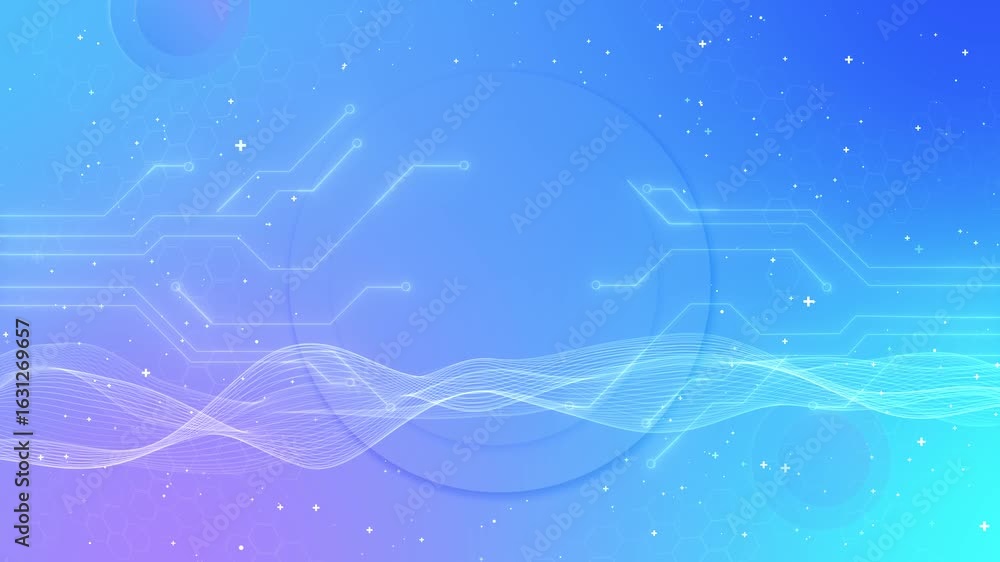 Poster futuristic blue tech waves light background backdrop wave lines circuits, grids modern high-tech for