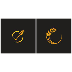 Stylized Wheat logo vector and symbol